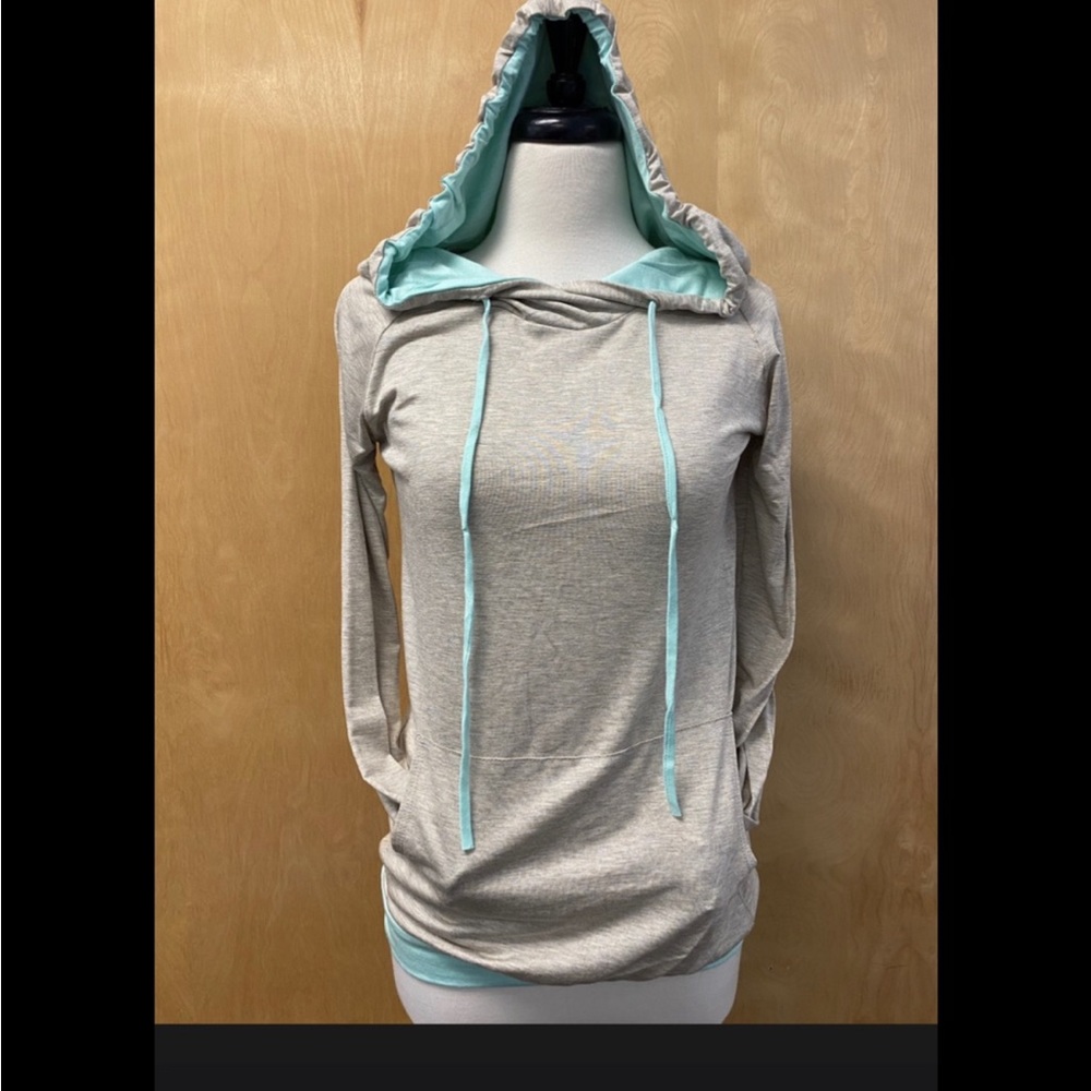 Soft & stretchy Gray & Mint Hoodie size Large